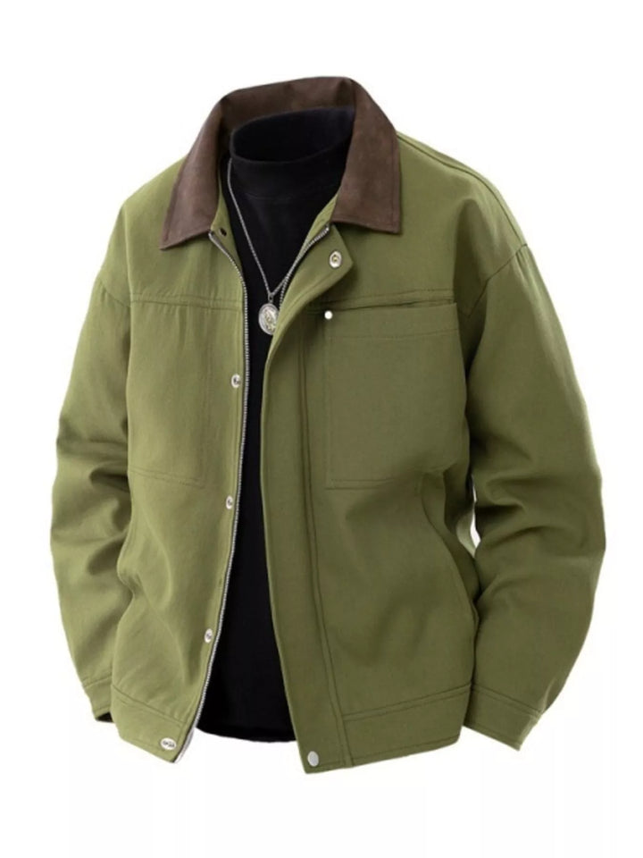 Men's Plus Size Contrast Collar Casual Jacket