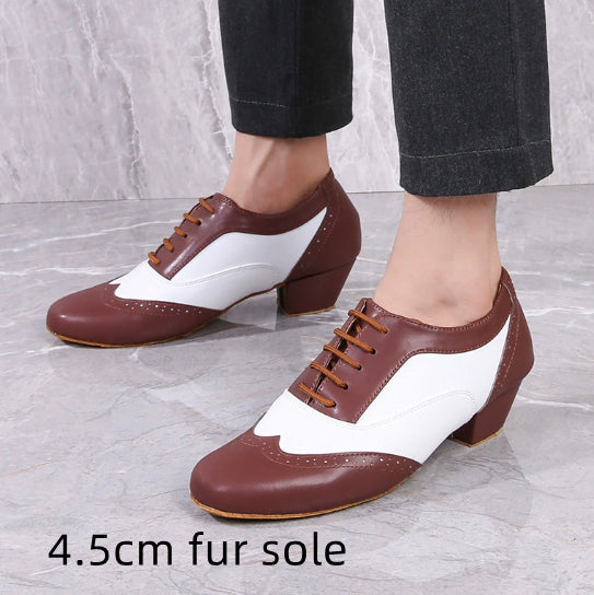 Leather Ballroom For Square Dancing And Latin Dancingsoft-soled Dance Shoes For Adults