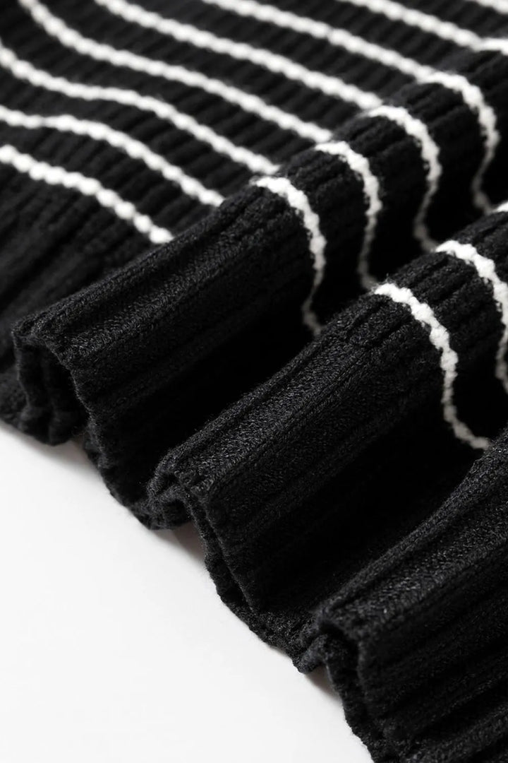 Stripe Turn-Down Johnny Collar Sweater Vest