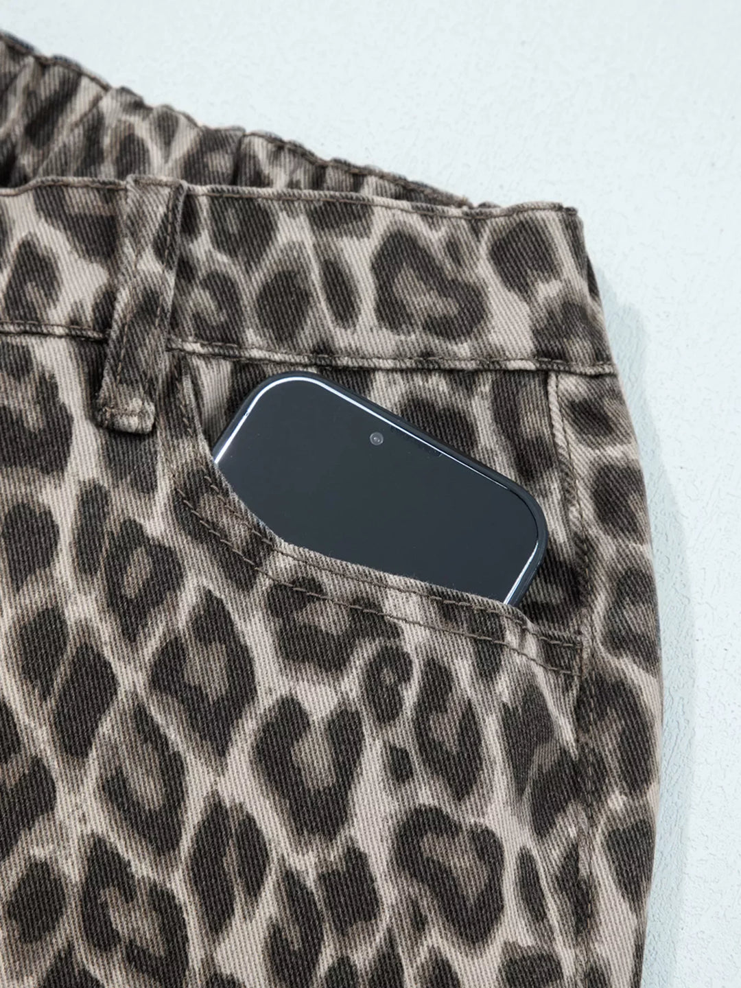 Leopard Straight Loose Leg Jeans