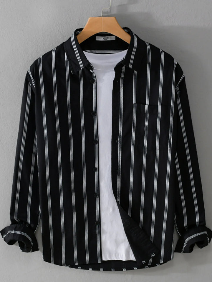 Men's Plus Size Striped Button-Down Shirt