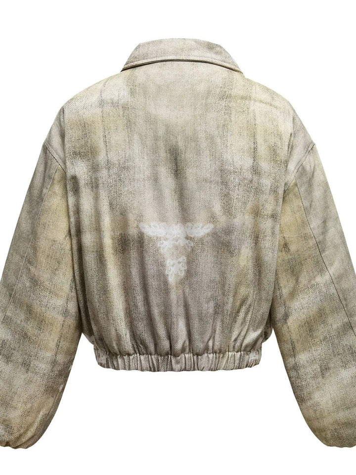 Men's Distressed Paint Splatter Zip Up Jacket