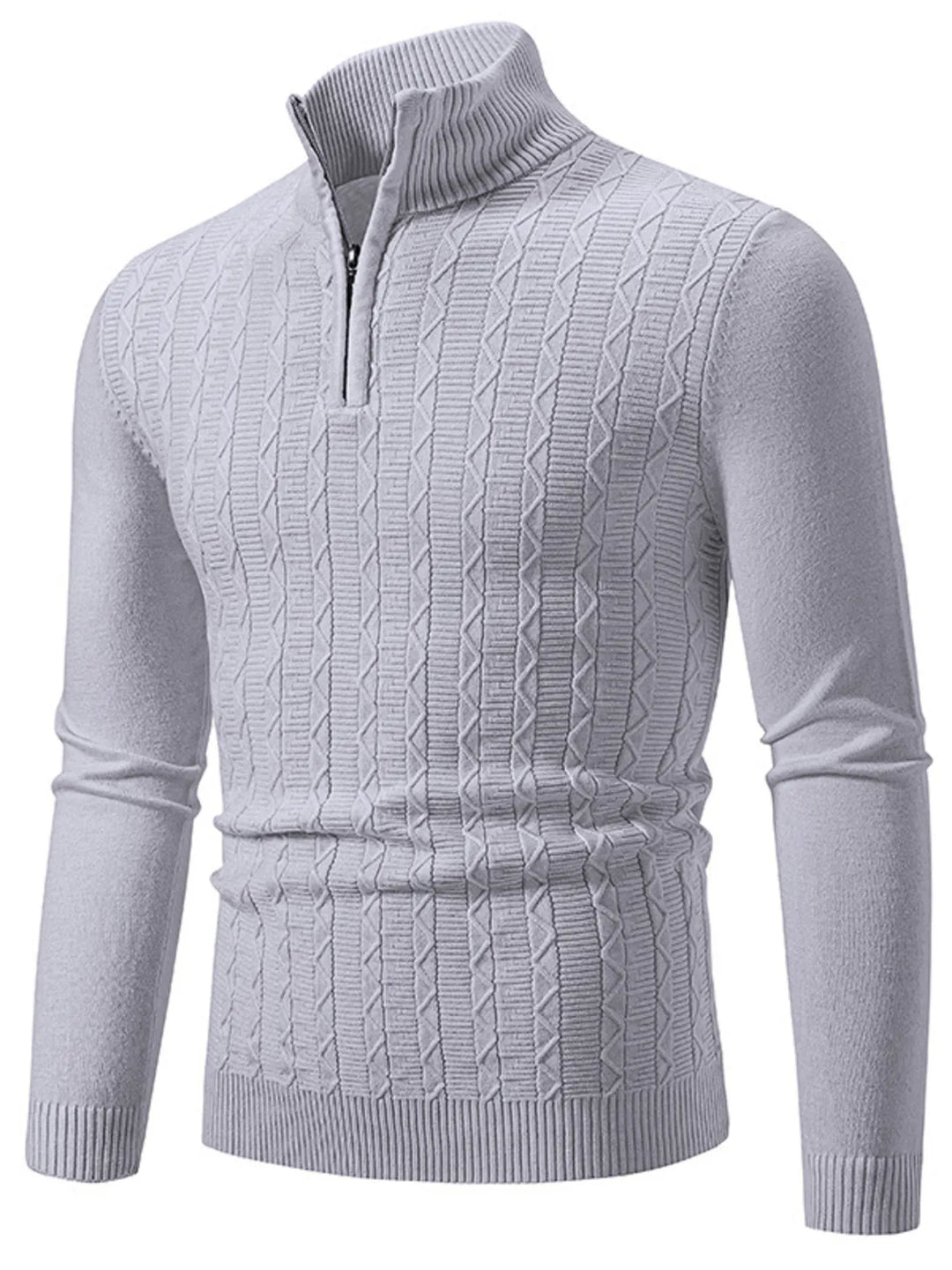 Men's Plus Size Quarter Zip Long Sleeve Sweater