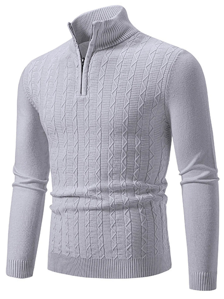 Men's Plus Size Quarter Zip Long Sleeve Sweater