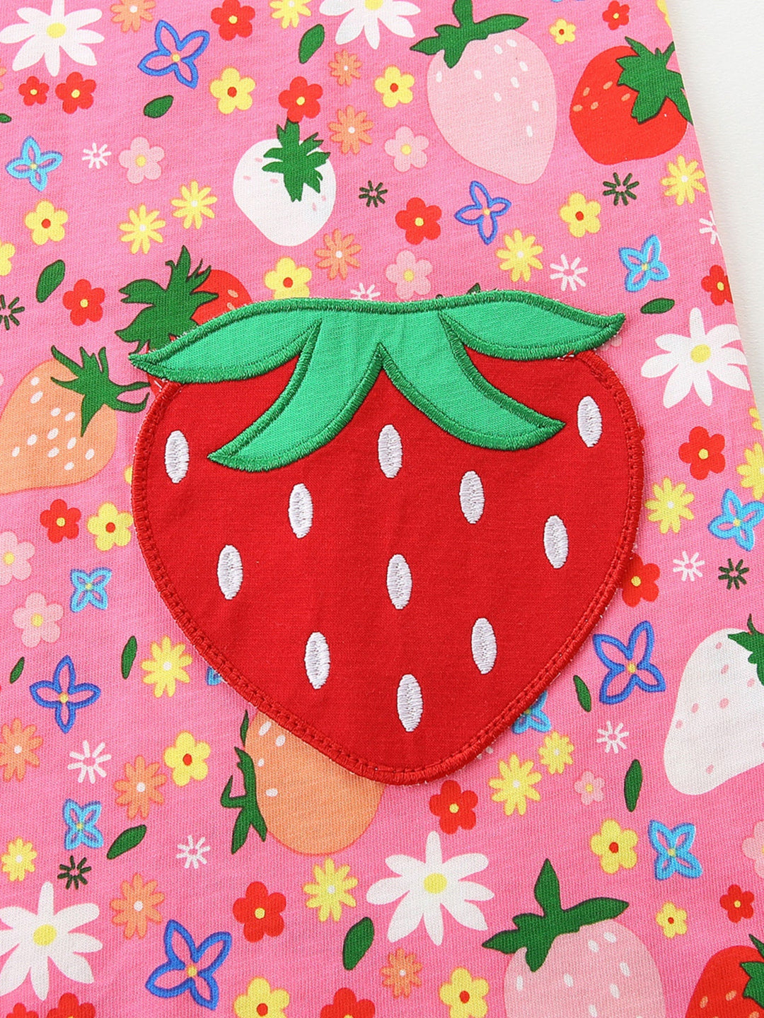 Children's Embroidered Strawberry Print Sleeveless Dress