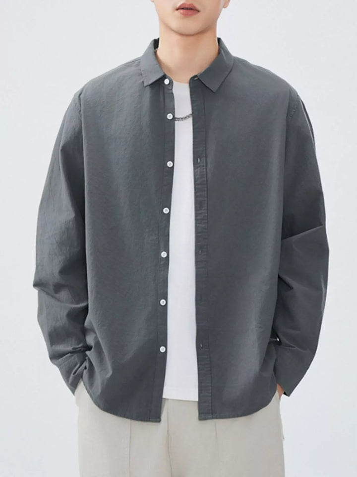 Men's Plus Size Long Sleeve Button-Up Shirt