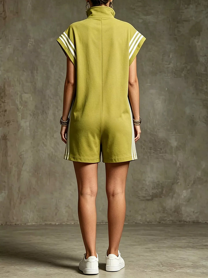 Striped Zip Front Romper