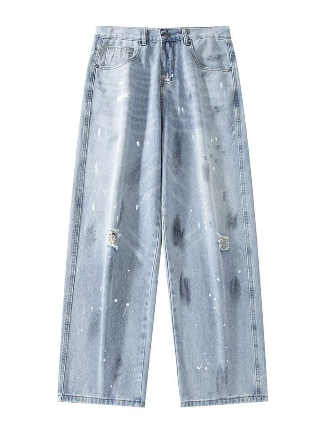 Men's Full Size Distressed Wide Leg Jeans Plus Size