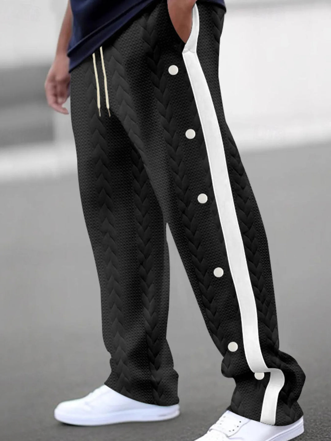 Men's Full Size Textured Drawstring Pants Plus Size