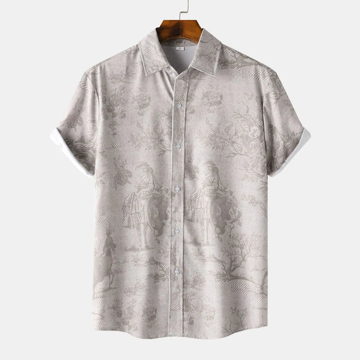 Men's Printed Button Up Short Sleeve Shirt