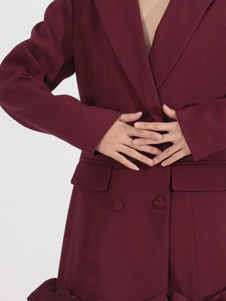 Ruffle Hem Double-Breasted Blazer Dress