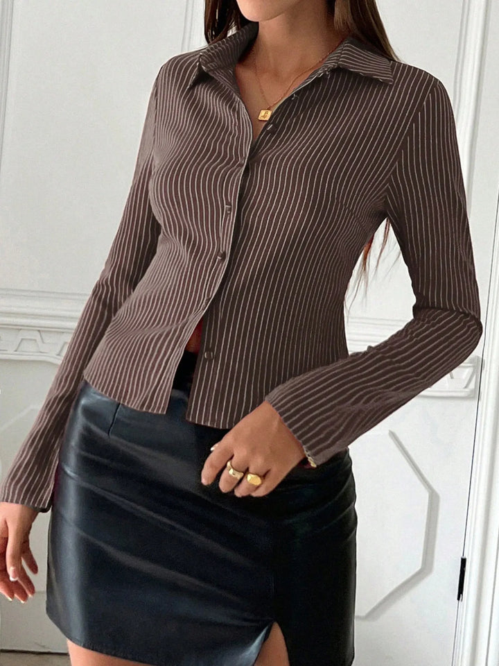 Striped Button Up Long Sleeve Shirt