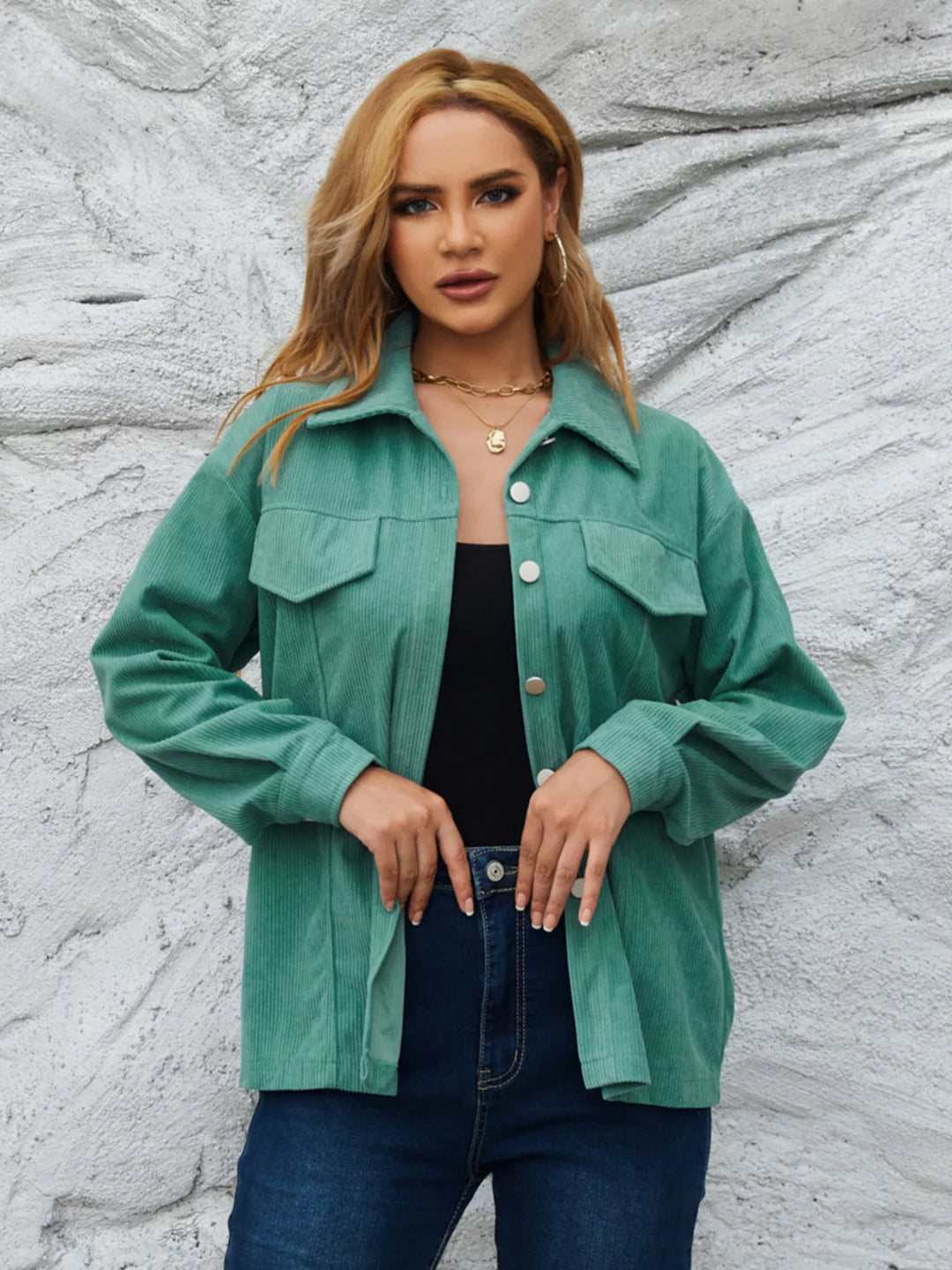 Casual Corduroy Button-Down Jacket