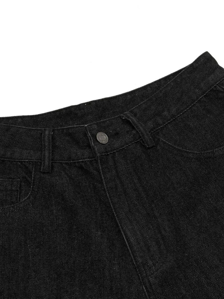 Men's Distressed Camo Trim Denim Bermuda Shorts