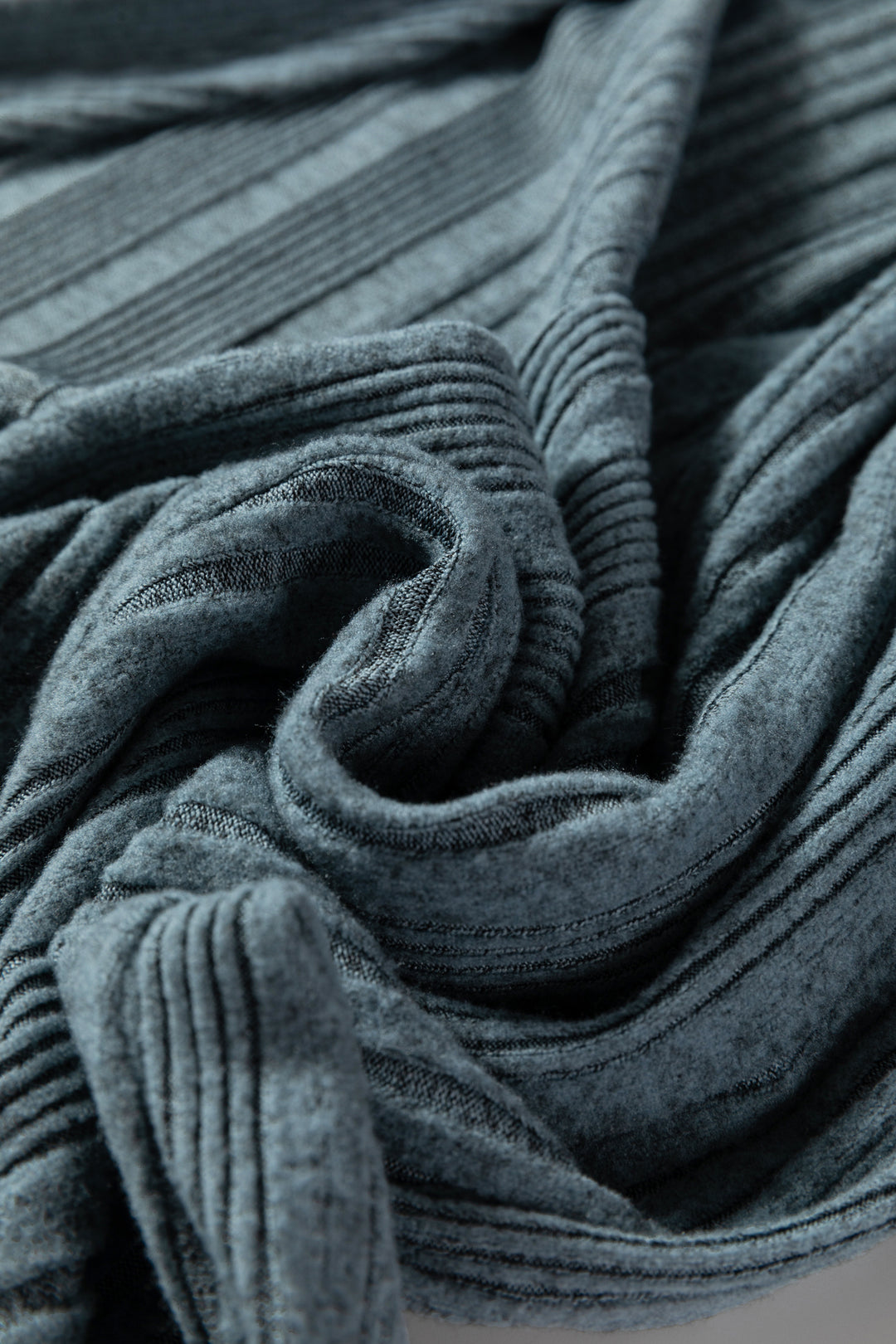 Stone Blue Ribbed Open Front Knitted Top with Pockets