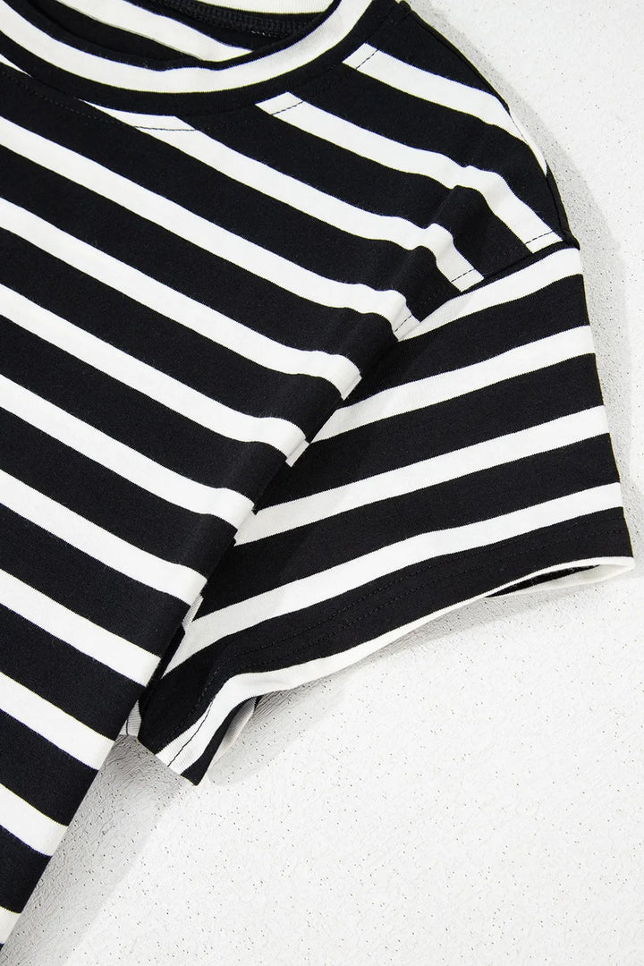 Striped Short Sleeve Top and Shorts Set