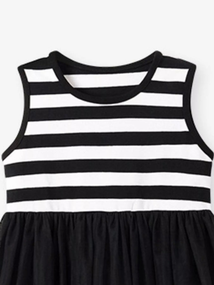 Children's Striped Sleeveless Tulle Dress