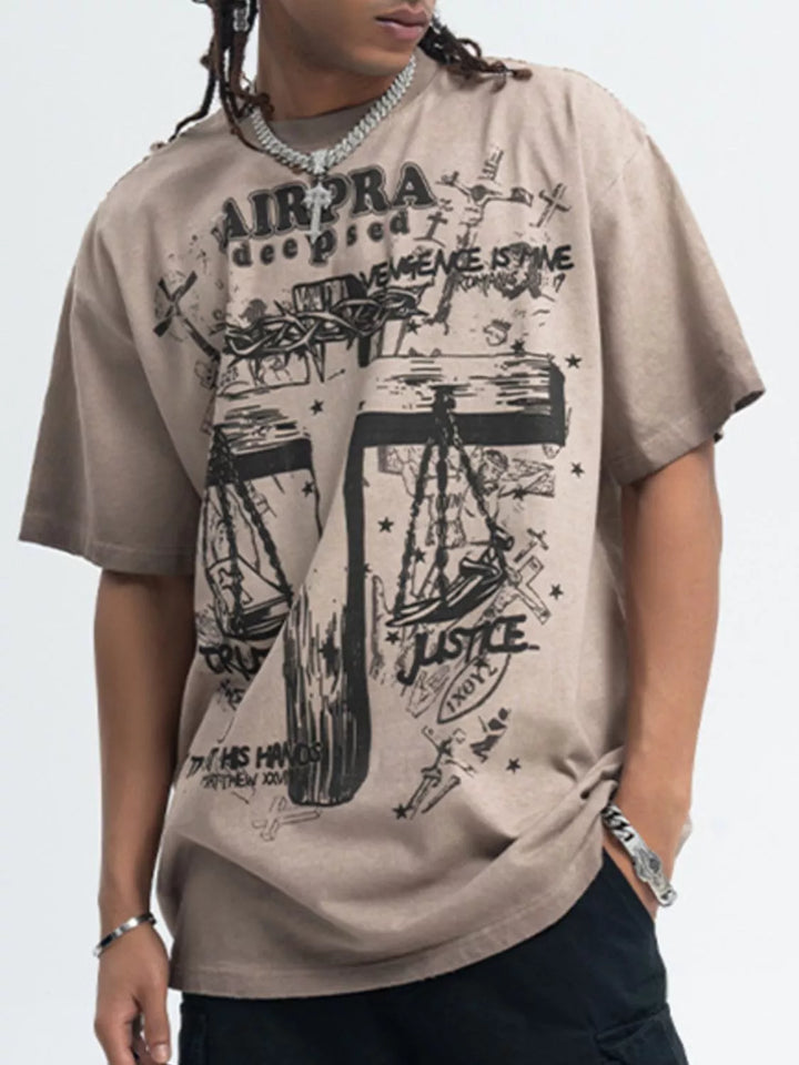 Men's Graphic Round Neck Short Sleeve T-Shirt