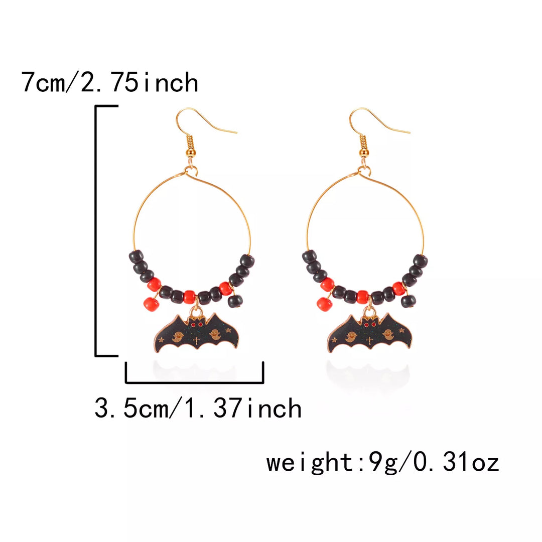 Halloween Bat Charm Hoop Earrings