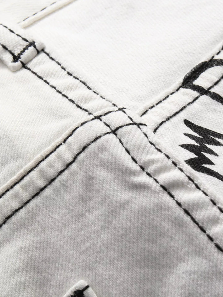 Men's Graffiti Print Slim Fit Jeans