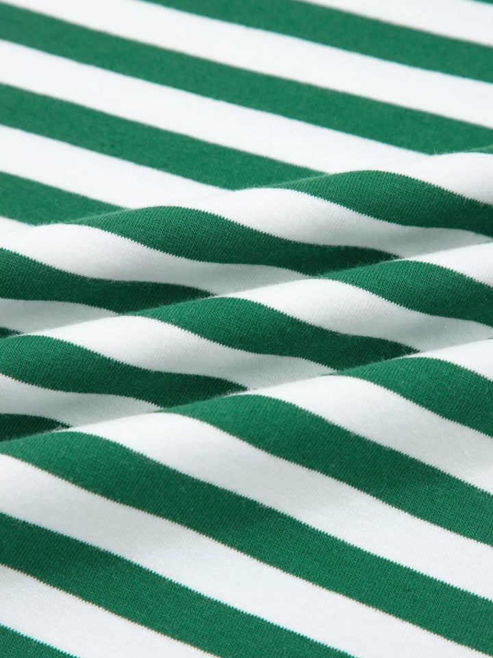 Stripe Boxy Tee and Drawstring Elastic Waist Shorts Set