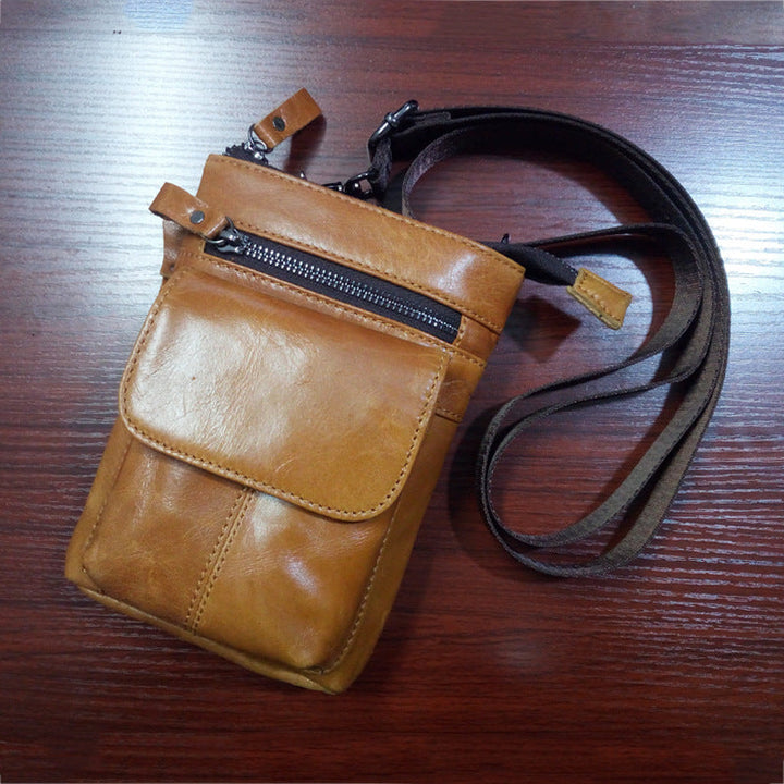 Men's Leather Pocket Multifunctional Small Bag Outdoor Sports One-shoulder
