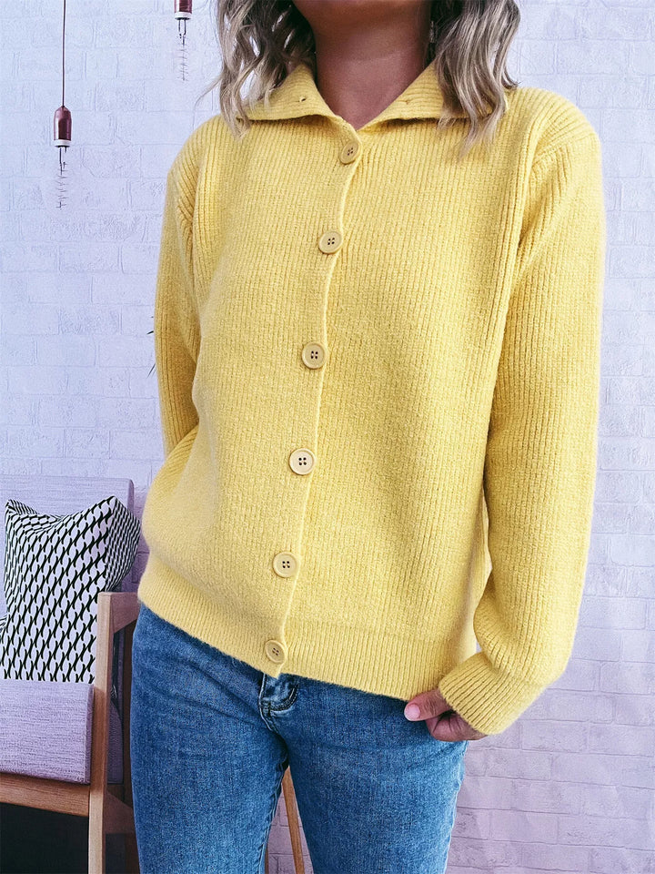 Ribbed Button-Up Cardigan