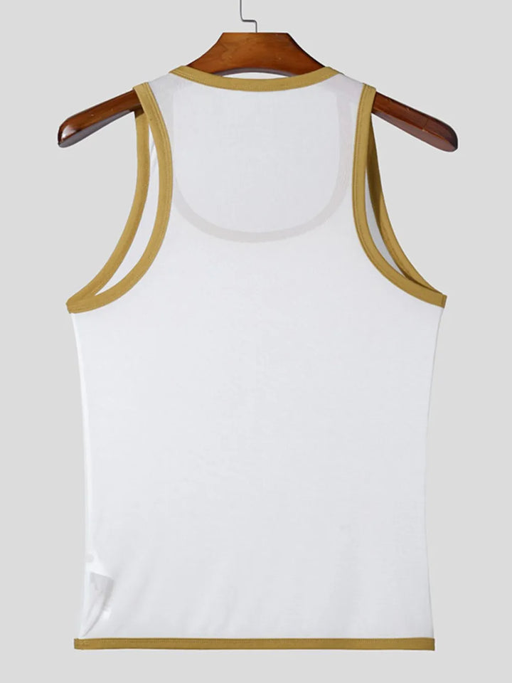 Men's Contrast Trim Wide Strap Tank