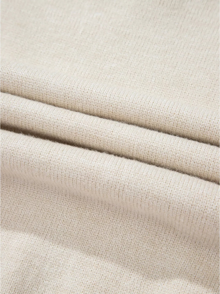 Flower Stitching Mock Neck Sweater