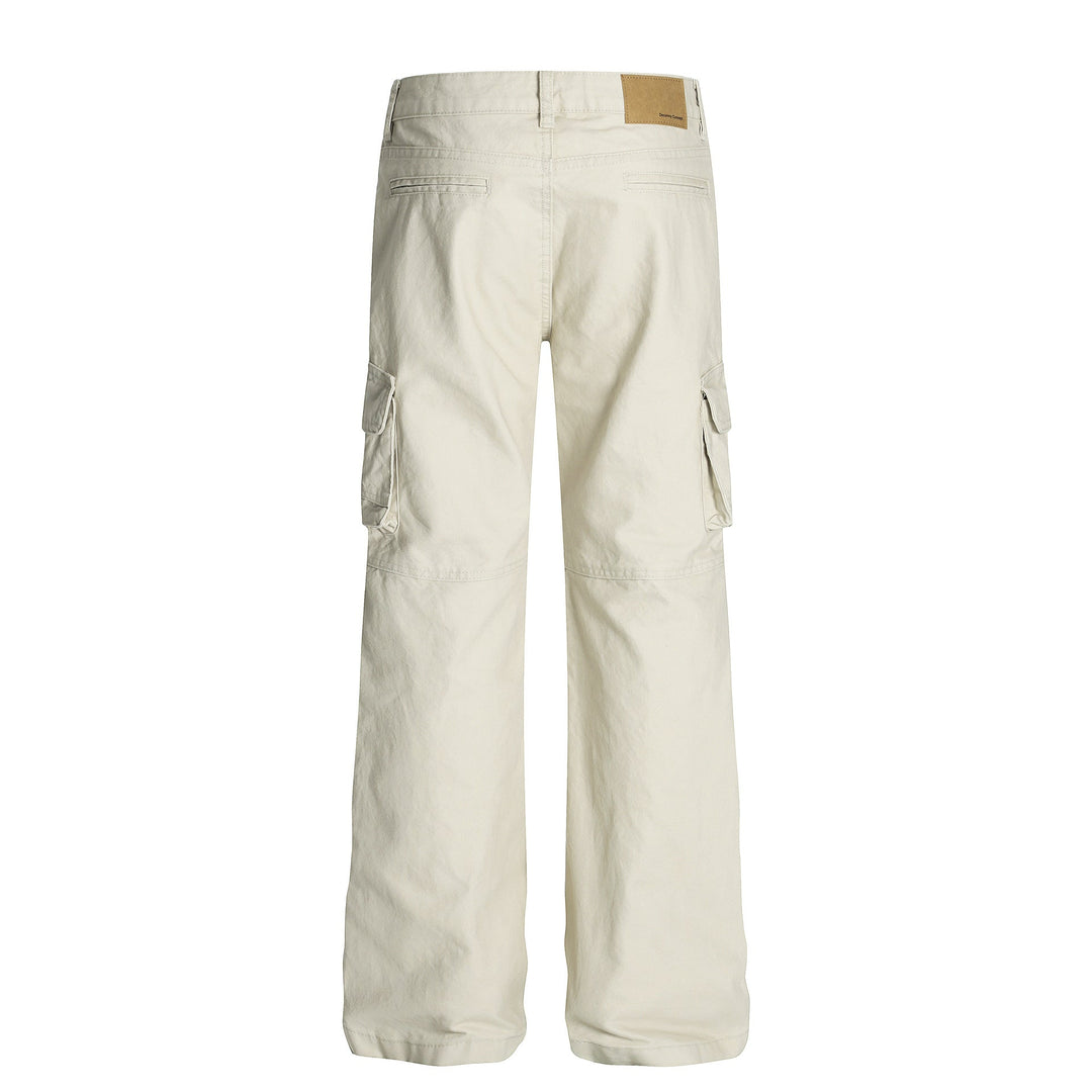 Retro Unisex Solid-Color Multi-Pocket Loose Flare-Bootcut Workwear Casual Pants