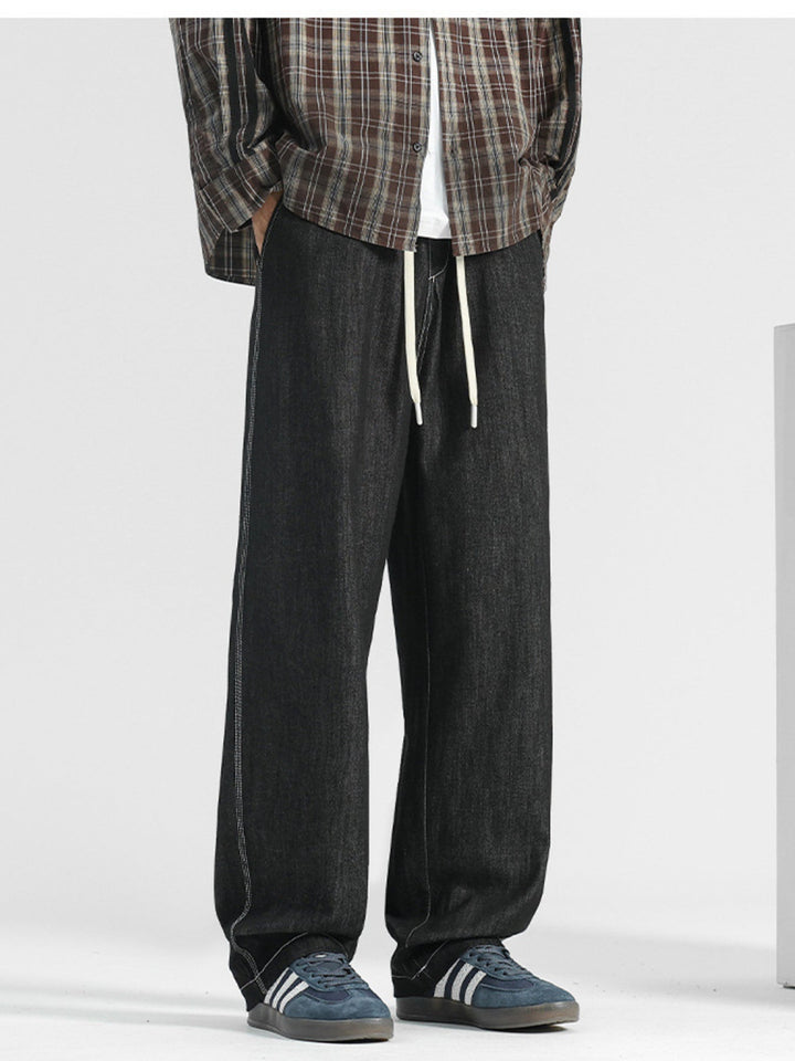 Men's Plus Size Wide Leg Drawstring Jeans