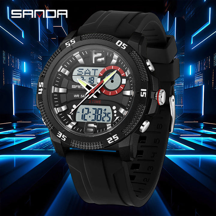 SANDA Mens Electronic Watch Youth Alarm Clock Luminous Sporty