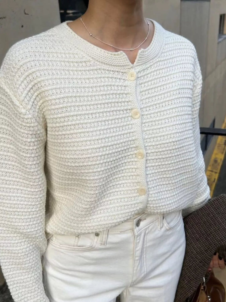 Textured Knit Button-Down Cardigan