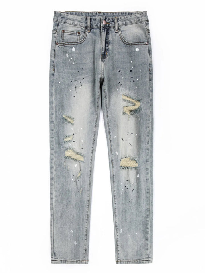 Men's Vintage Distressed Light Wash Skinny Jeans