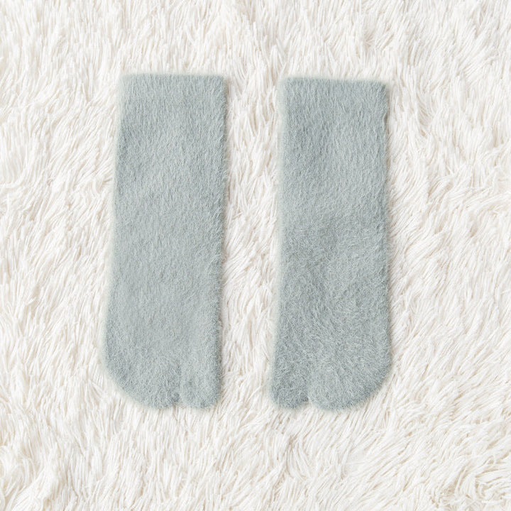 Women's Fleece-lined Thermal Winter Toe Socks Mid-calf Thick Warm