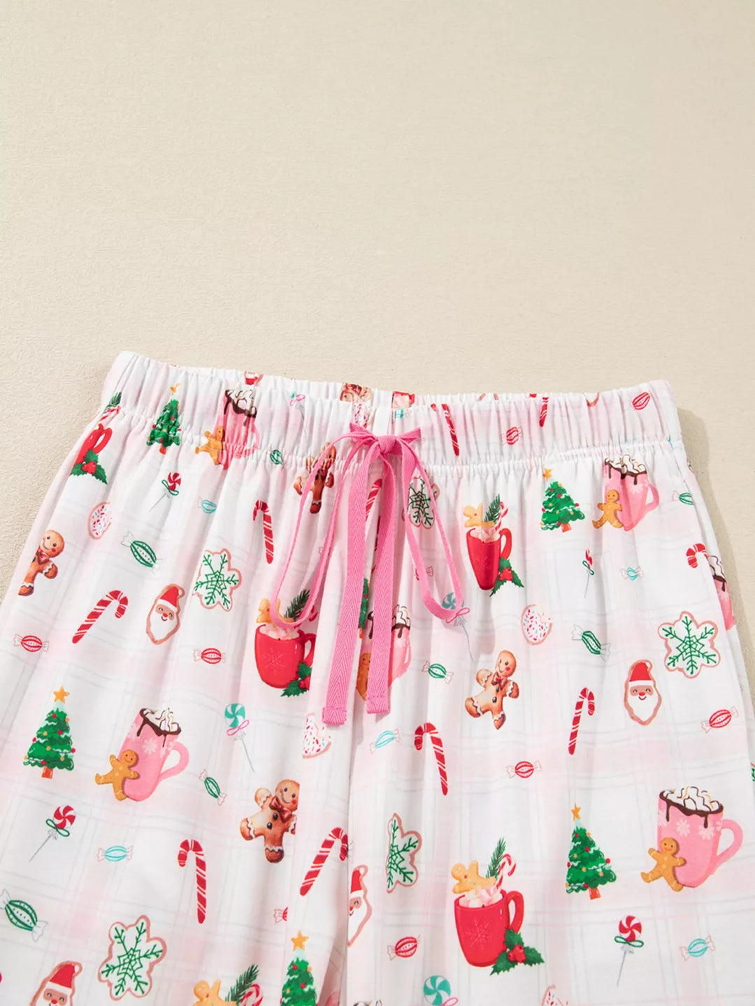 Christmas Spirit Cute Holiday Print Short Sleeve Shirt and Pants 2pcs Pajama Set