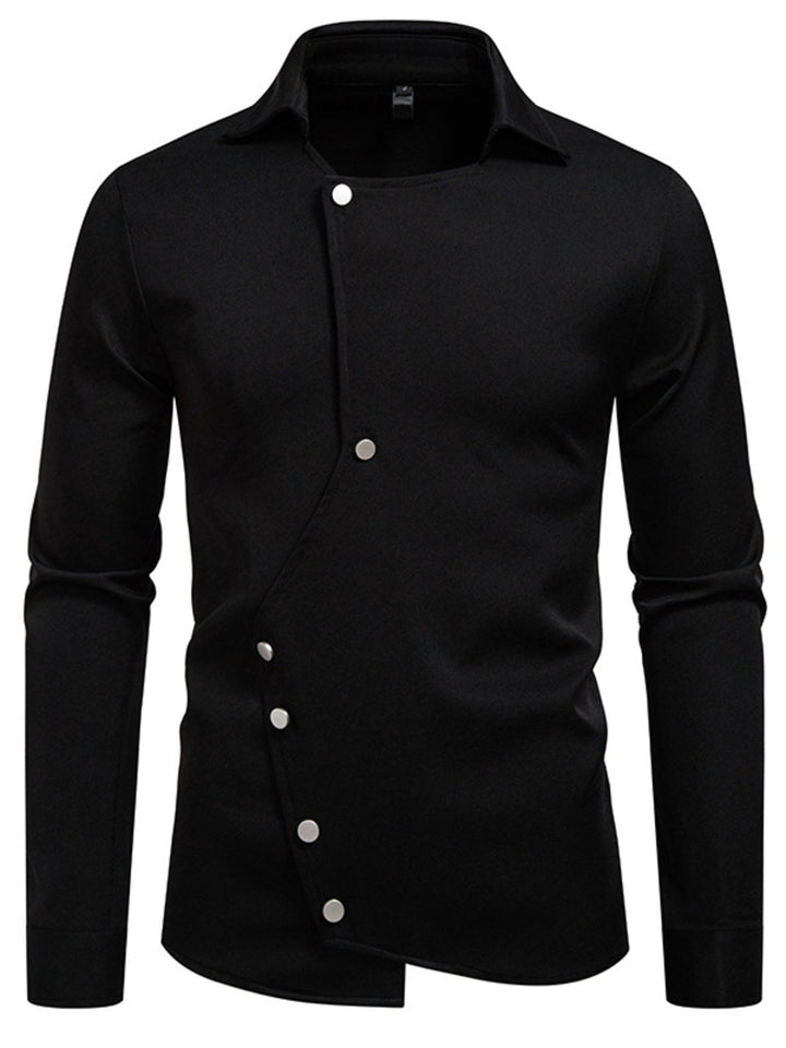 Men's Asymmetrical Button-Down Long Sleeve Shirt