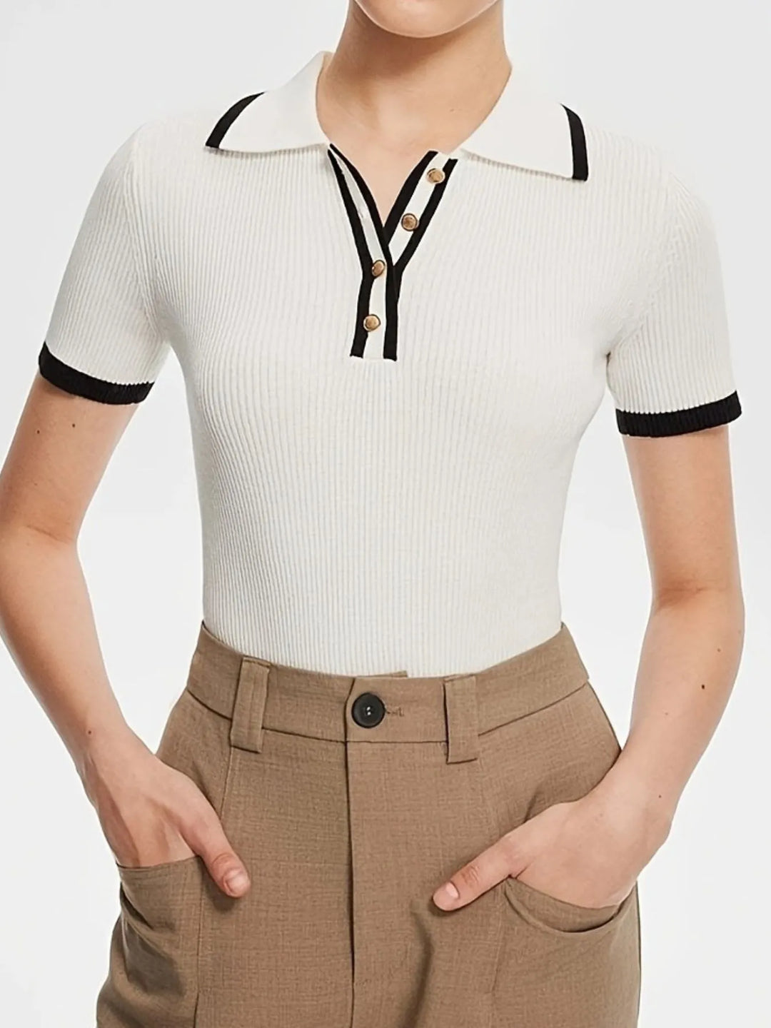 Contrast Trim Button Detail Polo