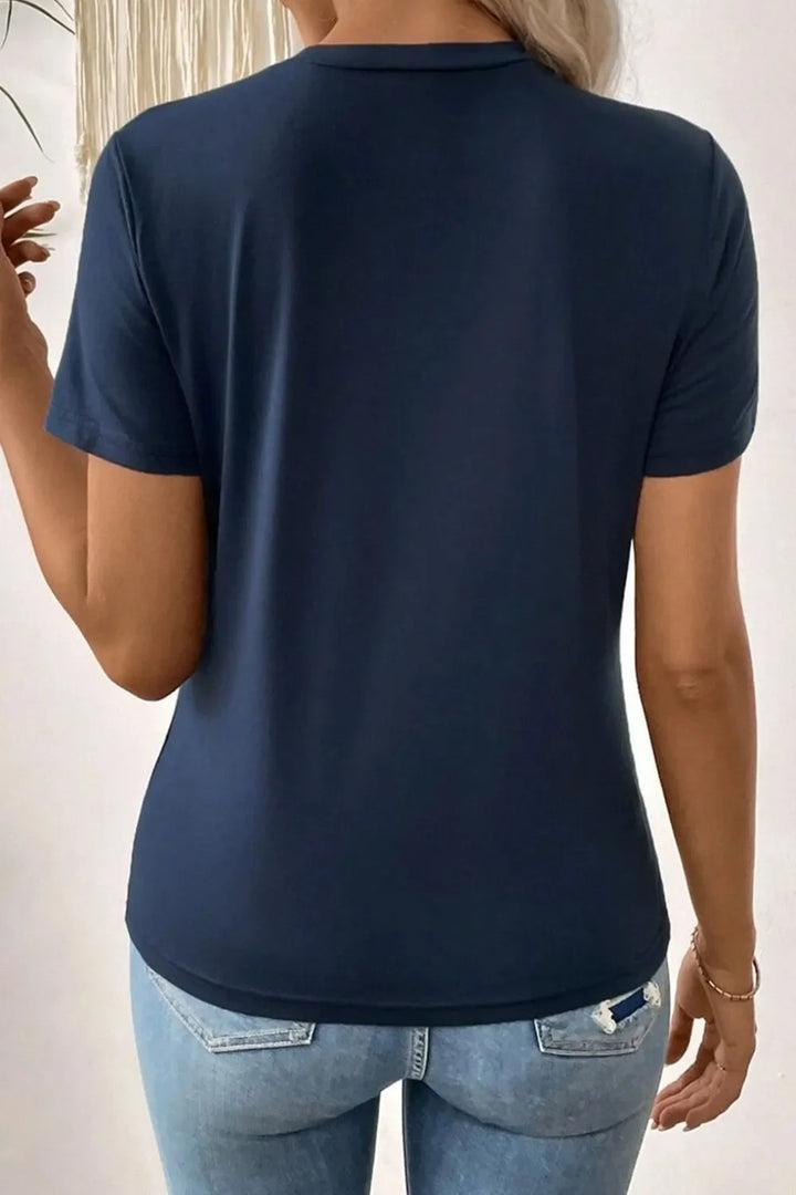 Solid Color Round Neck T Shirt
