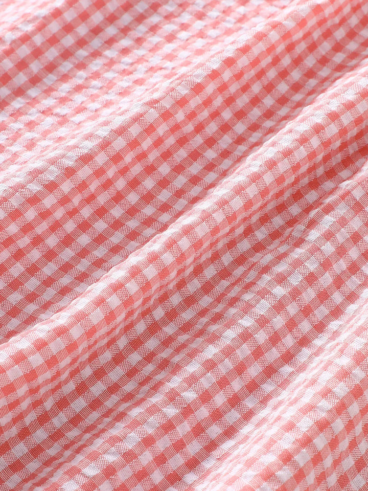 Children's Smocked Plaid Ruffle Sleeve Dress