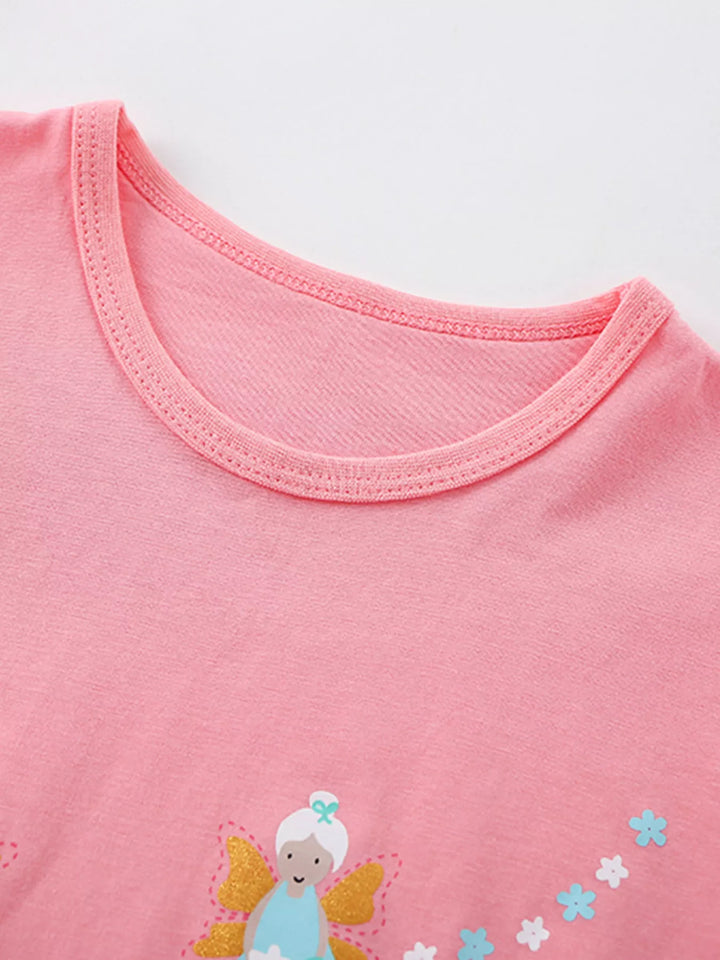 Children's Fairy Print Round Neck T-Shirt