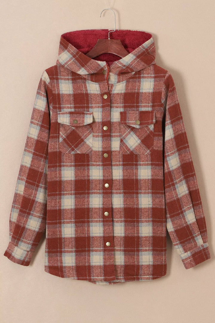 Fleece Lined Plaid Hooded Jacket