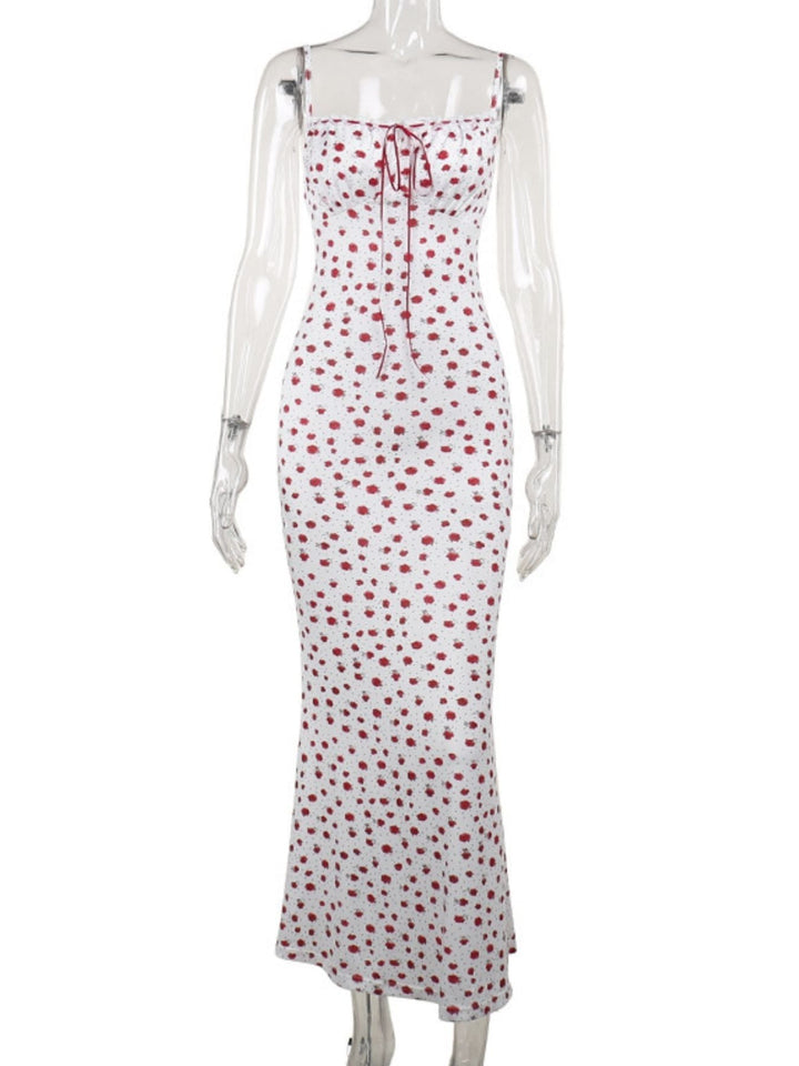 Floral Print Lace Trimmed Cami Dress