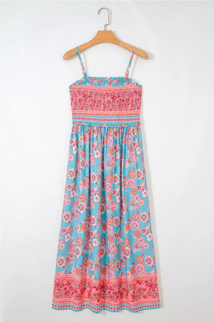 Bohemian Ethnic Print Spaghetti Straps Vacation Maxi Dress