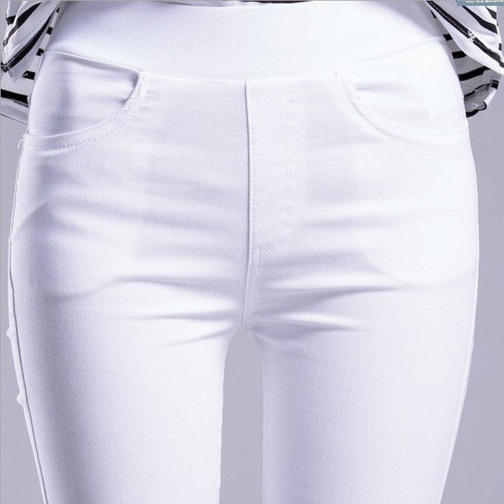 Outerwear Stretchy Elastic-waist Colorful Pencil Pants