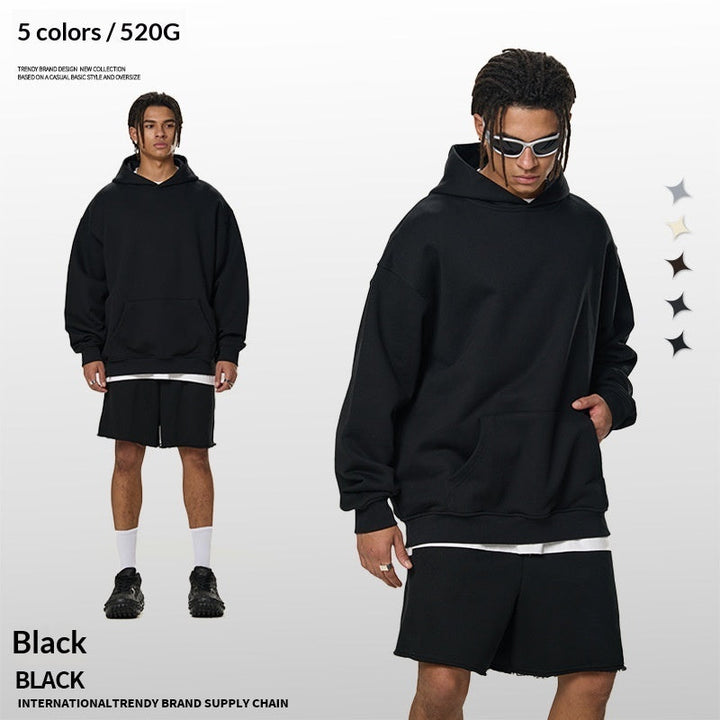 Mens Relaxed American-Style Hooded Casual Sweatshirt