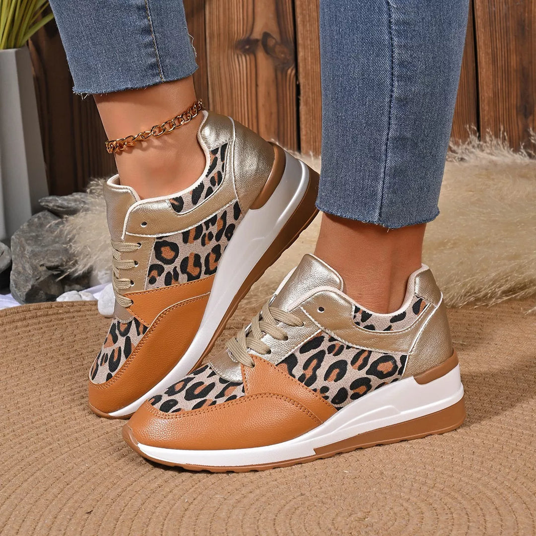 Leopard Lace Up Sneakers