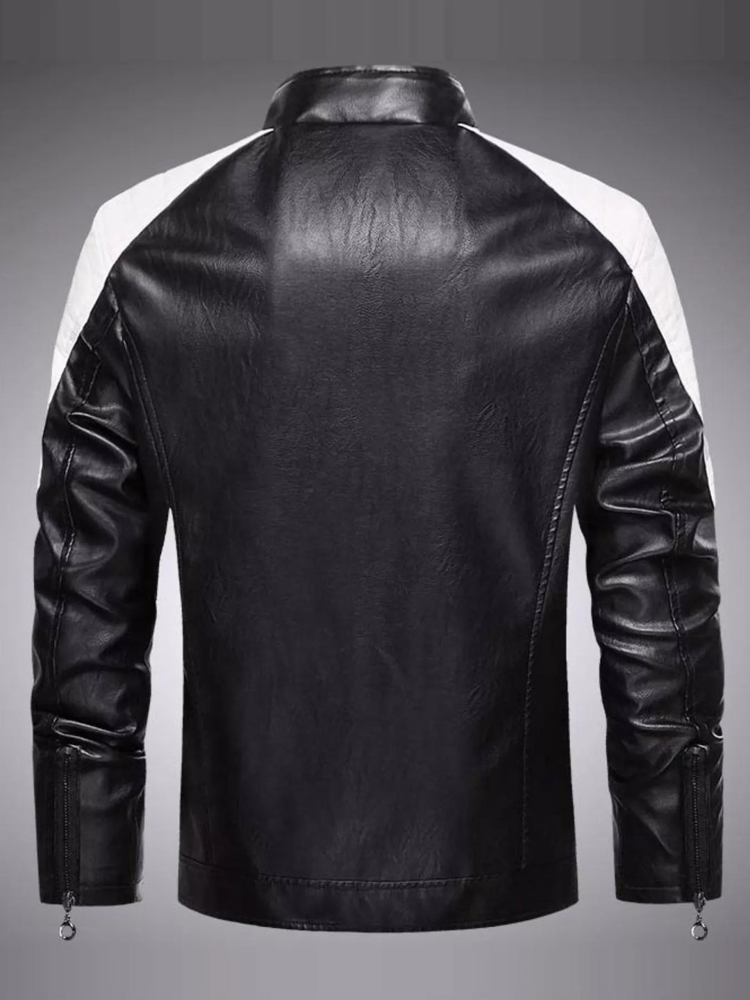 Men's Plus Size Slim Fit Zip Up Moto Jacket
