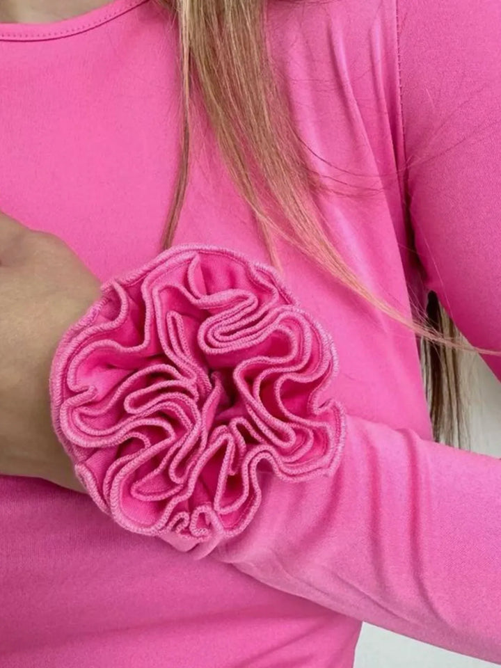 Flower Round Neck Long Sleeve T-Shirt