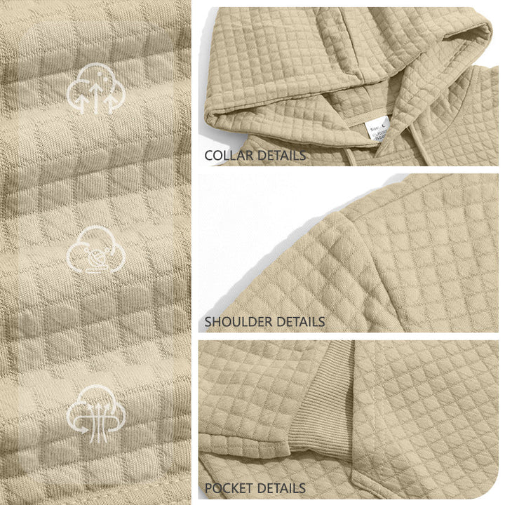 Mens Highly Elastic Jacquard Hooded Long-Sleeve Sweatshirt